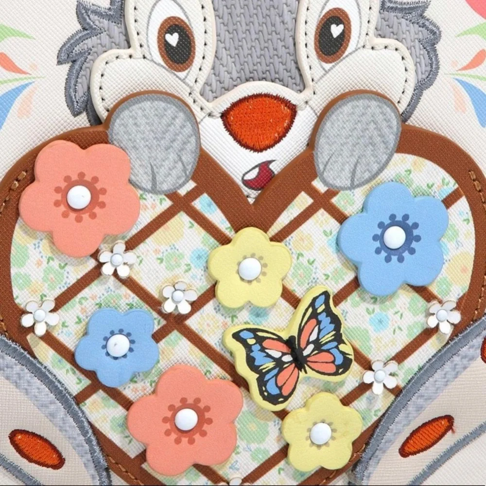 New Disney Danielle Nicole Thumper Mini Backpack Bambi Heart Rabbit Vegan Cream - Picture 4 of 6